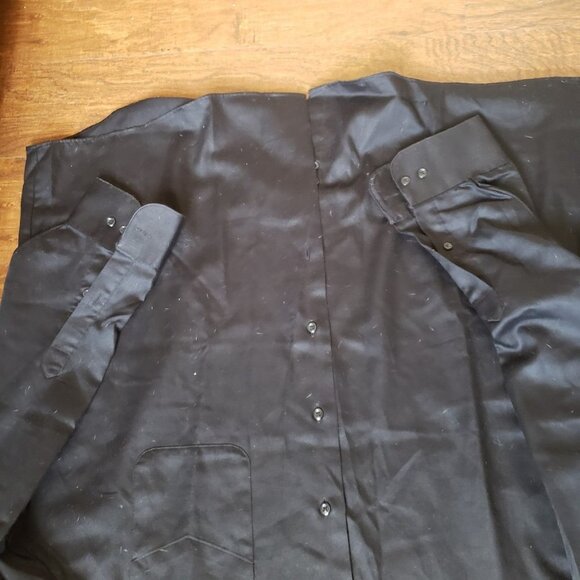 Sateen black Sz XXL 18 36/37 Wrinkle Free, long sleeve mens buttondown shirt - Picture 9 of 10